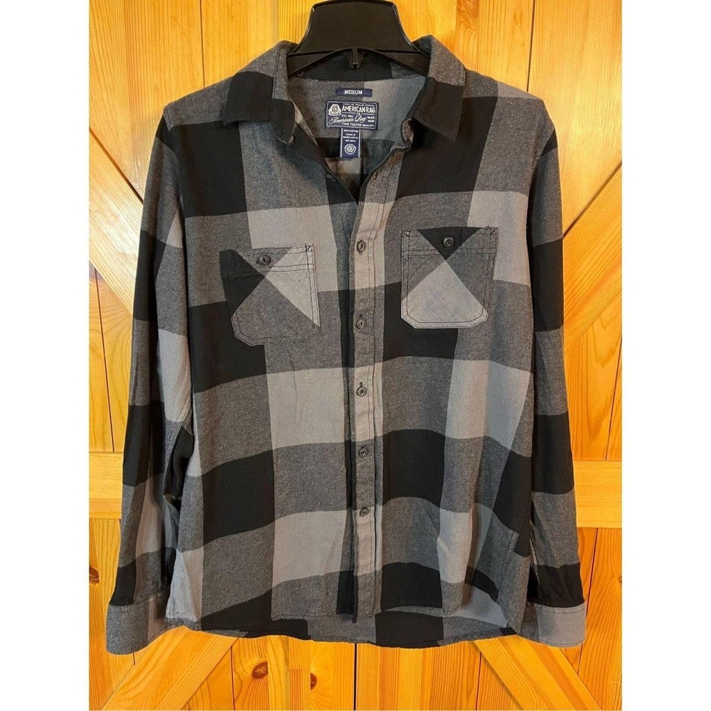 American Rag CIE Men's Blue and Black
Check Flannel Shirt